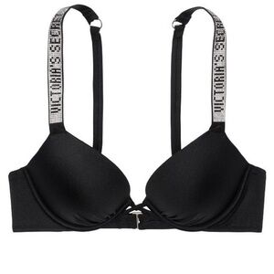 Victoria’s Secret Bombshell Black Shine Strap Bikini Swim Top